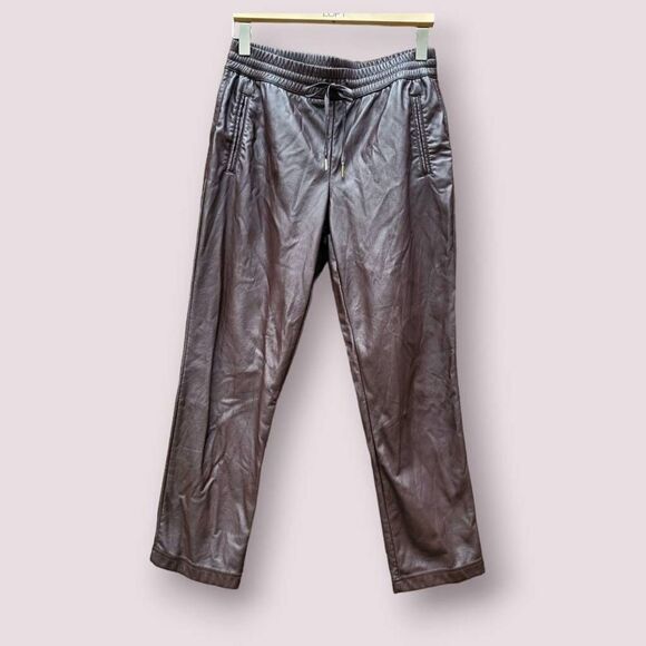 Joie vegan leather straight leg pants with drawstring medium - Picture 2 of 9